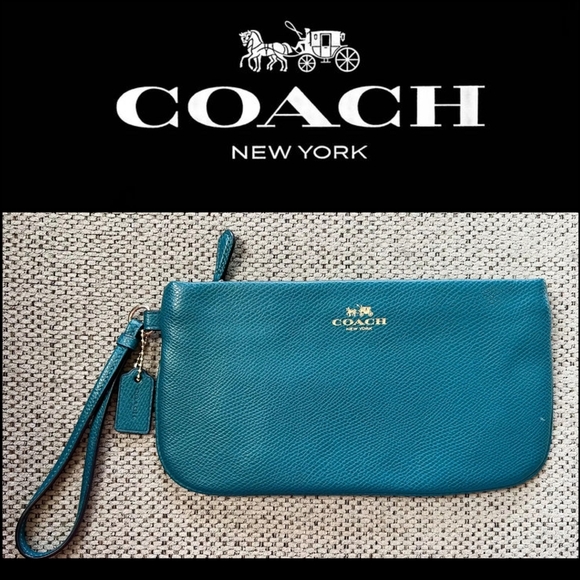Coach Accessories - SOLD Coach Teal Card Wallet Wristlet Fits A Phone Aqua Turquoise
